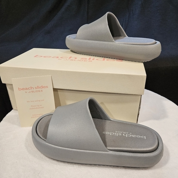 J/SLIDES Shoes - J SLIDES Gray Eva Squish Beach Slides Women's NIB Size 7